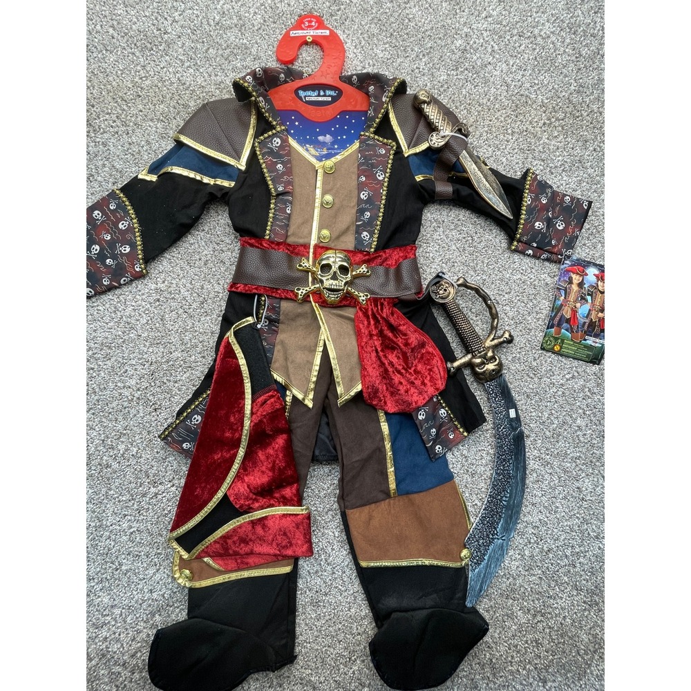 Adventure Factory Pirate Costume Unisex Child 3-4 Multi NEW Skull Sword